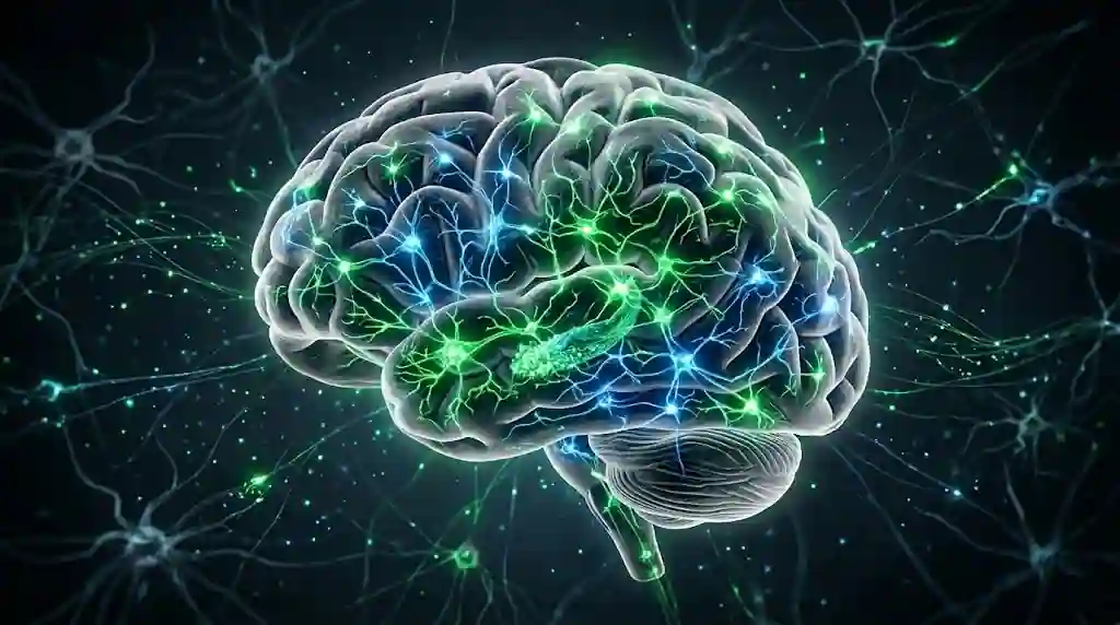 Illustration du BDNF (Brain-Derived Neurotrophic Factor) et ses effets sur la formation de nouvelles connexions synaptiques dans l'hippocampe humain